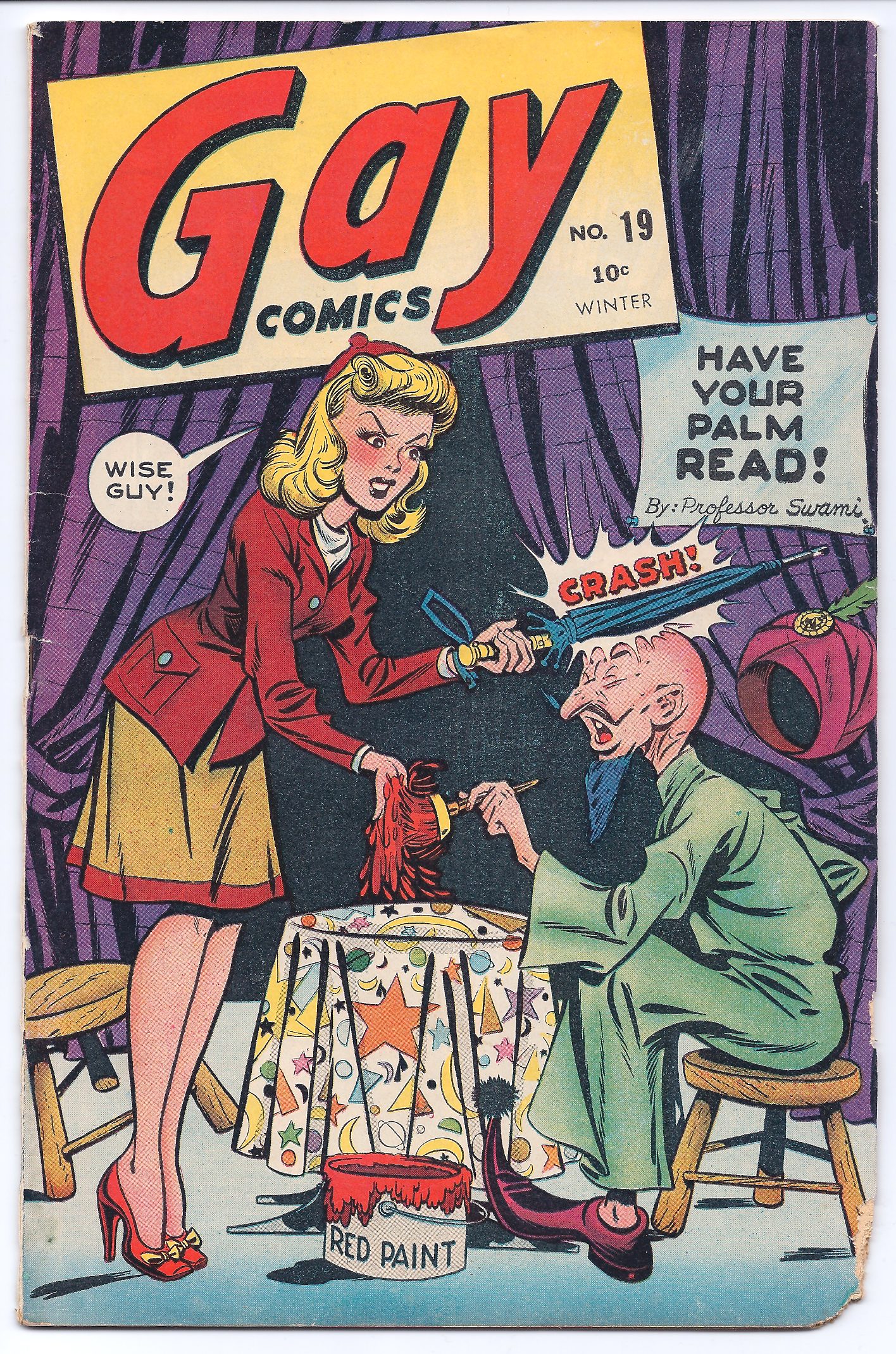 Comic cover with woman painting fortune teller.