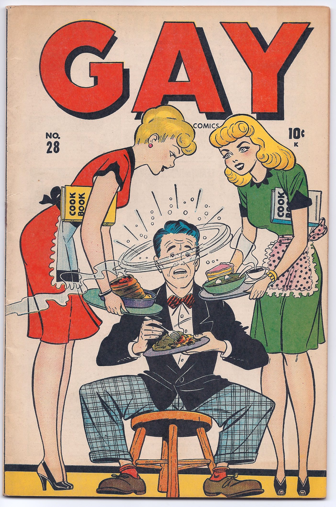 Comic cover with two women serving food.