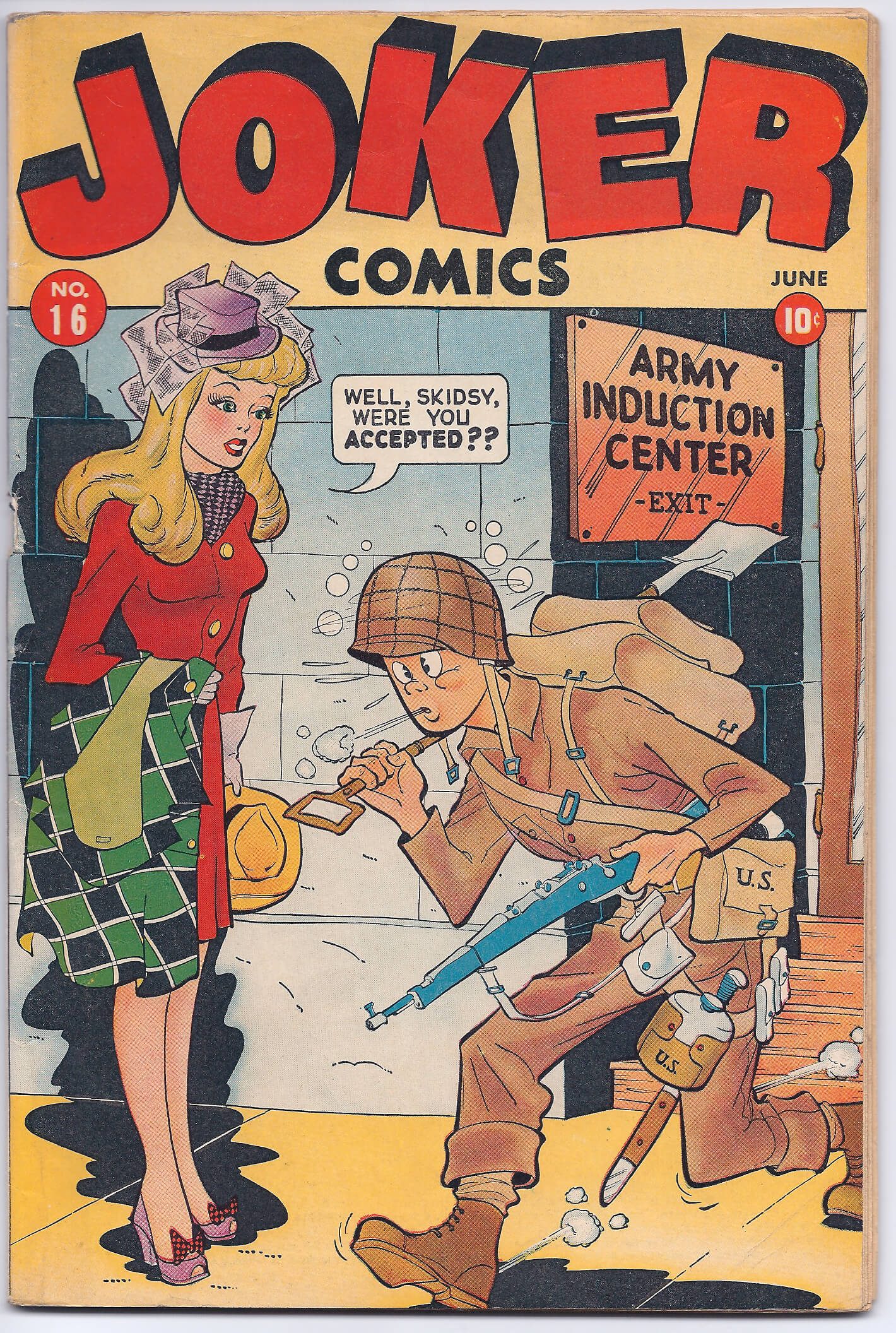 Comic cover of soldier and woman talking.