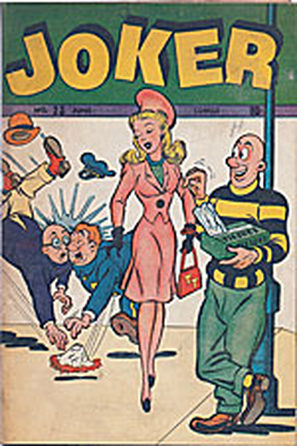 Comic cover with surprised people and woman.