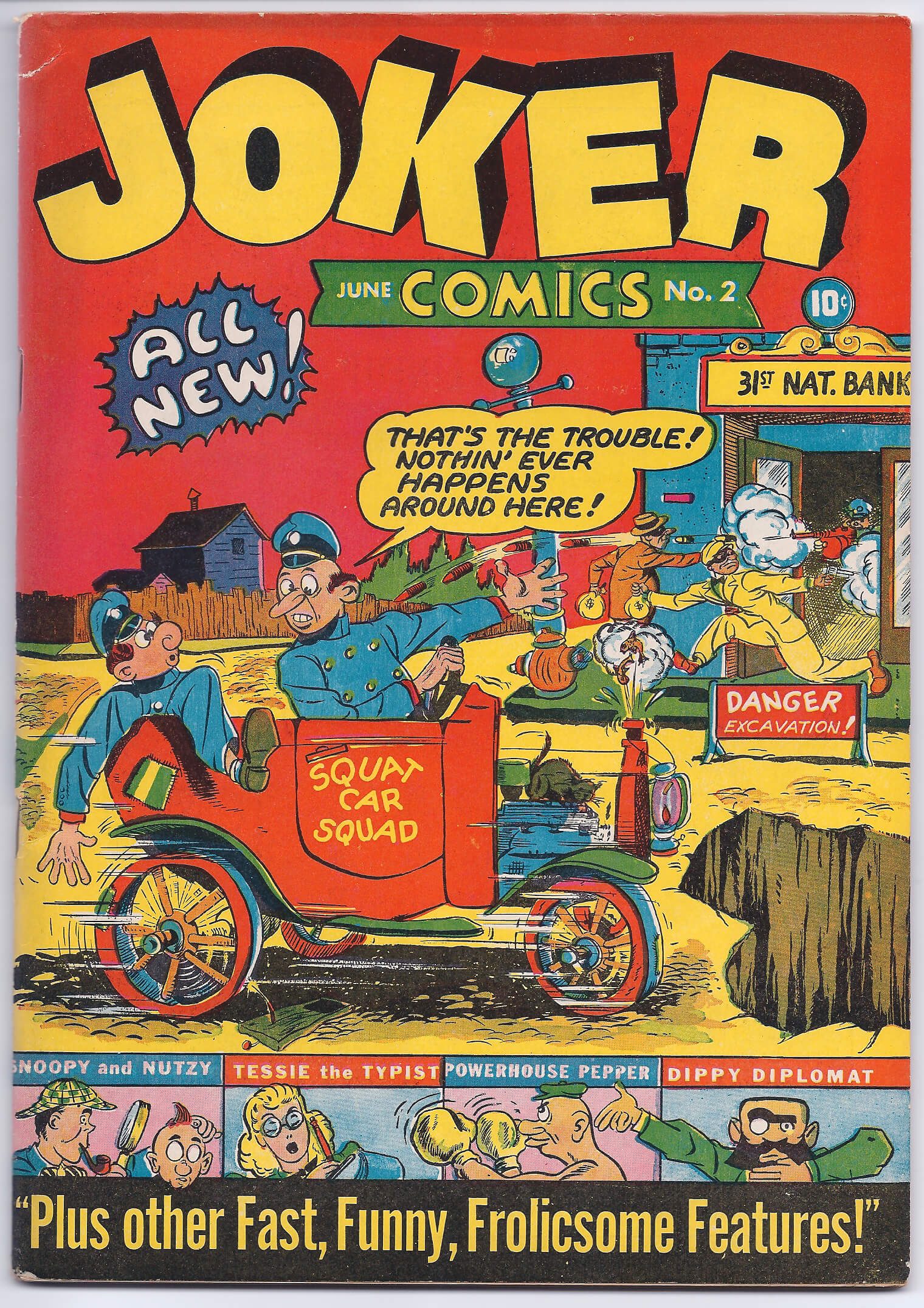 Vintage Joker comic book cover, colorful illustration.