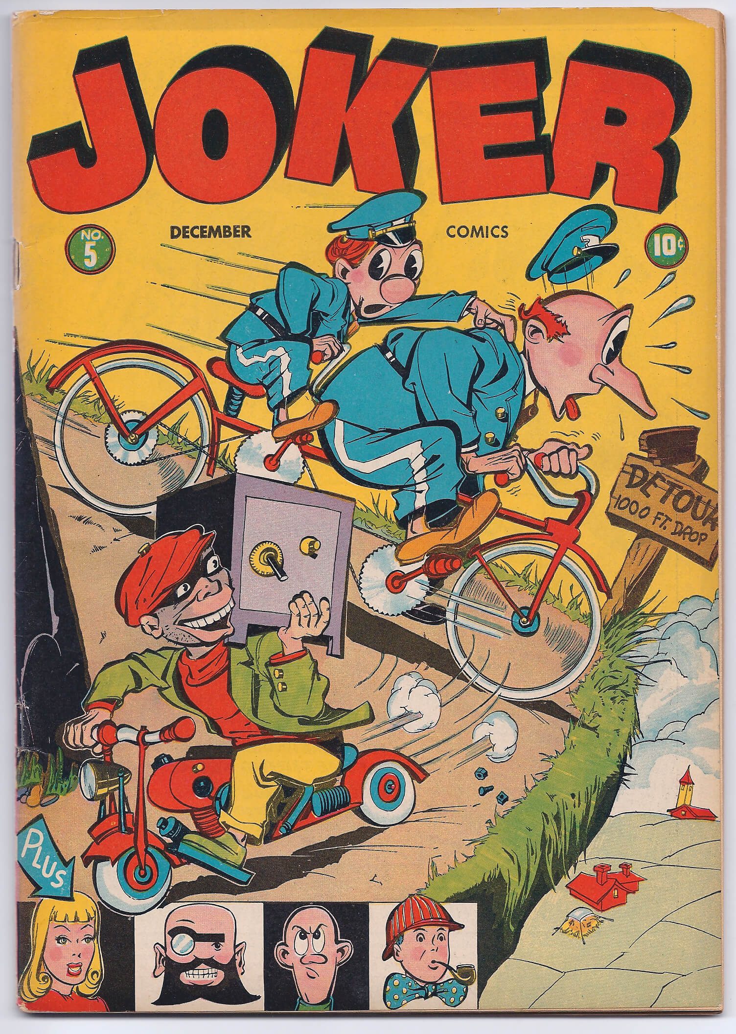 Comic cover with cyclists and safe-cracker.